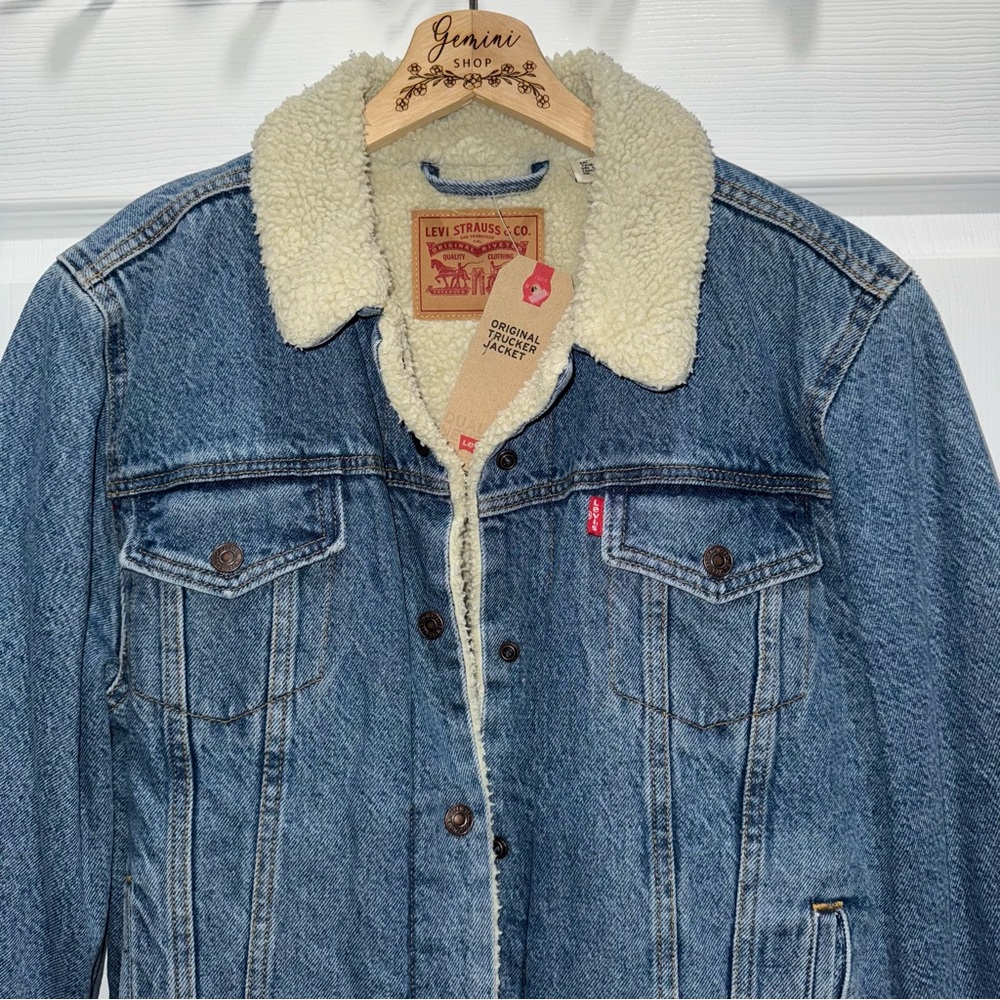 NWT {LEVI’S} Original Denim Sherpa Trucker Jacket, XL - Picture 5 of 10